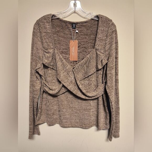 Shein Sexy Curve Taupe Criss Cross Top New - Picture 2 of 10